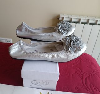 Bailarinas plateadas piel granulada Talla 38