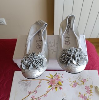 Bailarinas plateadas piel granulada Talla 38