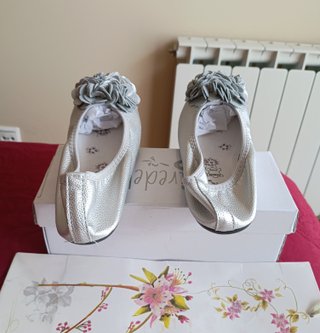 Bailarinas plateadas piel granulada Talla 38