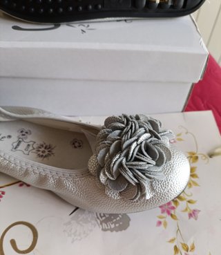 Bailarinas plateadas piel granulada Talla 38