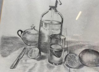 CUADRO BODEGON PINTADO A LAPIZ CON FIRMA