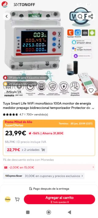 Medidor Inteligente Fotovoltaico WiFi 100A