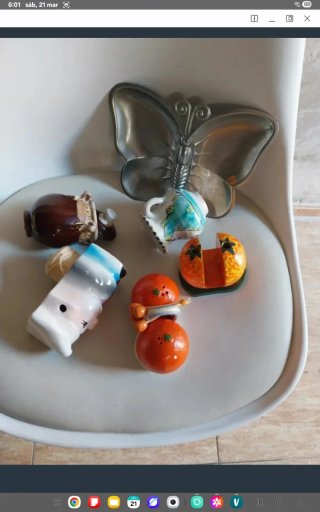 Lote figuras cerámica y metal vintage