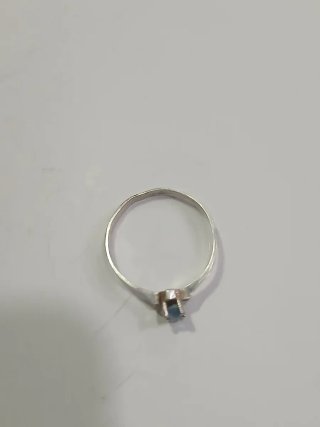 Anillo Plata Ley Solitario Azul