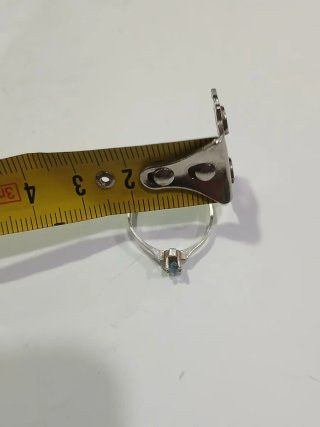 Anillo Plata Ley Solitario Azul