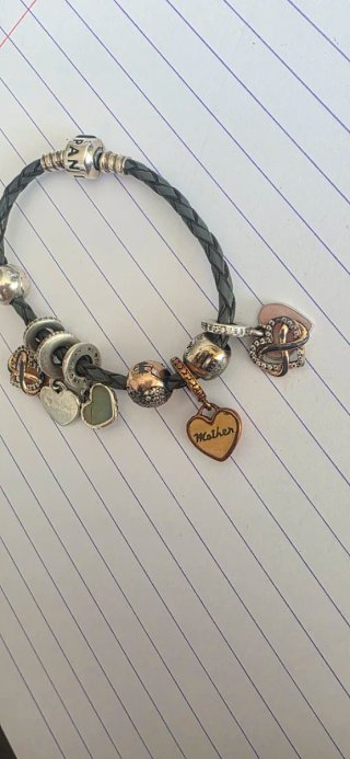Bracciale Pandora Pelle Intrecciata Charm Madre