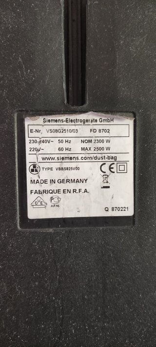 Aspiradora Siemens Dynapower XXL 2500W
