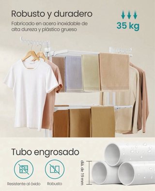 Tendedero vertical plegable blanco