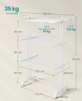 Tendedero vertical plegable blanco