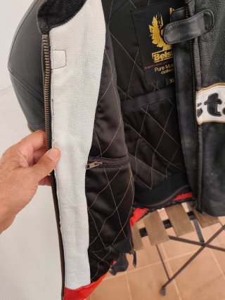 Chaqueta de cuero Belstaff Moto Negra y Blanca