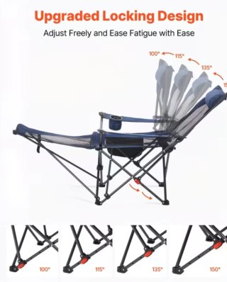 Silla de camping reclinable azul