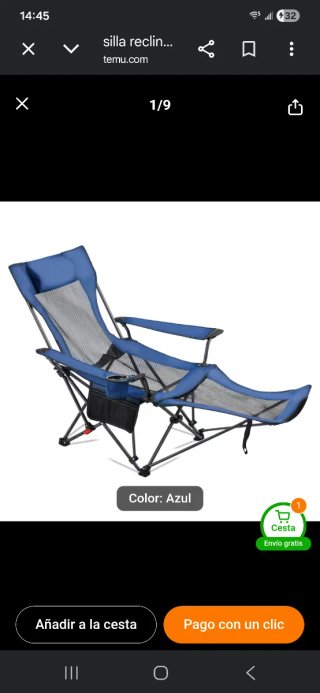 Silla de camping reclinable azul