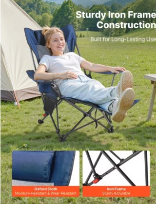 Silla de camping reclinable azul