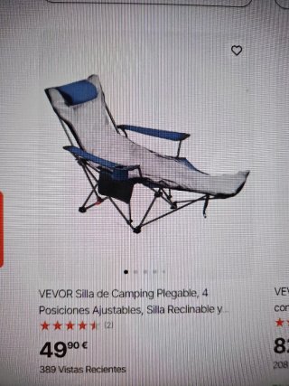 Silla de camping reclinable azul