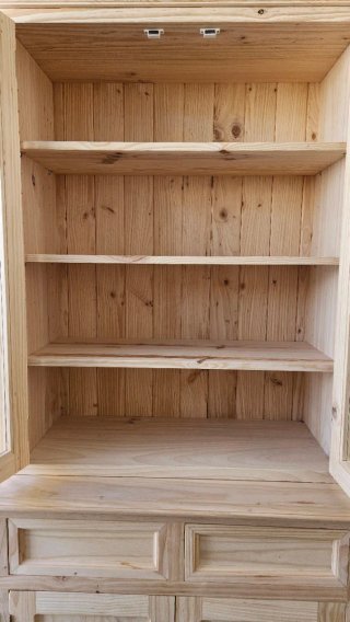 Mueble Vitrina Madera y Cristal