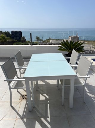 Mesa extensible jardín cristal y metal