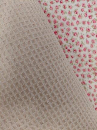 Colcha algodón punto abeja beige