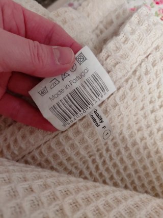 Colcha algodón punto abeja beige
