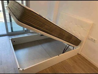 Cama canapé abatible madera y tela