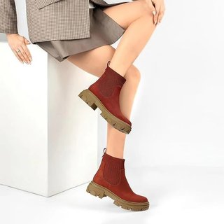 Botines Chelsea Mujer Rojo Talla 37