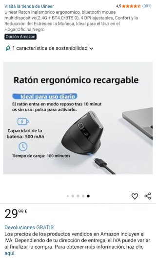 Ratón Vertical Inalámbrico UINEER A06 + Alfombra