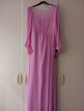 Vestido Valentina de fiesta rosa largo