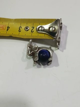 Colgante Elefante Plata con Piedra Azul