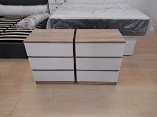 Mesitas de noche madera y blanco