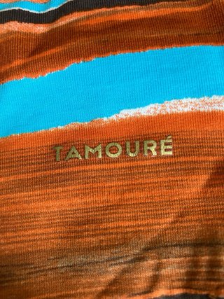 Bañador Talla 44 Rayas Naranja y Marrón