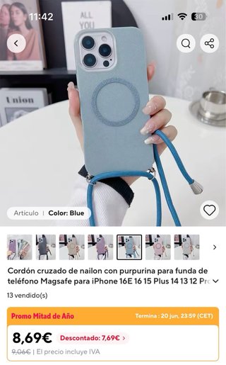 Funda iPhone 15 MagSafe con cordón