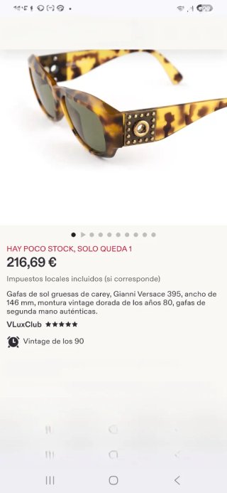 Gafas de sol Versace Carey Vintage Años 80