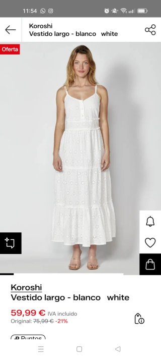 Vestido de verano blanco KOROSHI talla S