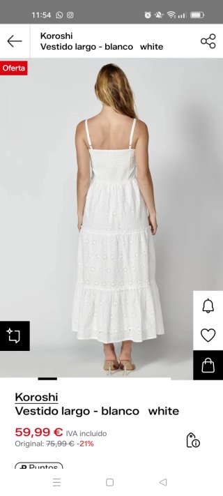 Vestido de verano blanco KOROSHI talla S