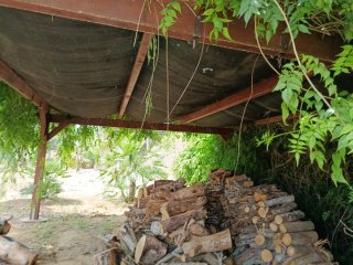 Pergola in legno e tessuto
