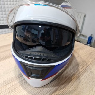 Casco BMW Moto Blanco Azul Rojo