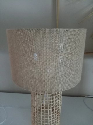 Juego 2 Lámparas Mesa Yute y Ratán