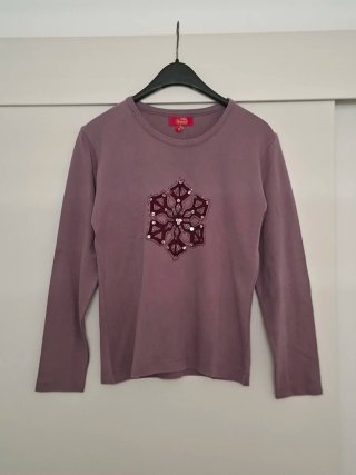 Maglia lilla manica lunga con fiore