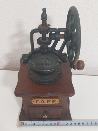 Molinillo Café Antiguo Hierro Fundido y Madera