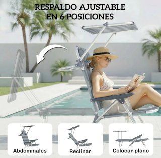 Juego 2 Sillas Playa con Toldo plegables