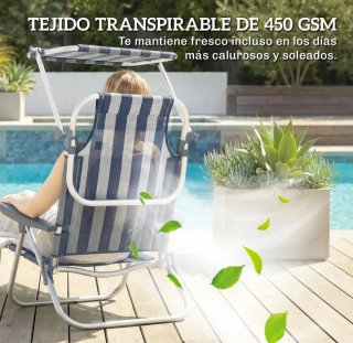 Juego 2 Sillas Playa con Toldo plegables
