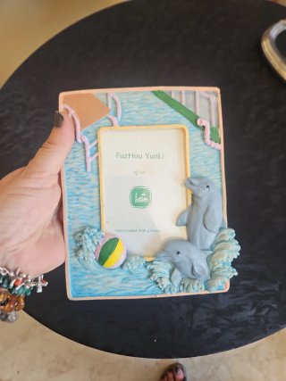 Portafoto vintage con delfini e pallone
