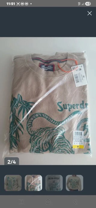 Sudadera Superdry Beige con Diseño Tigre
