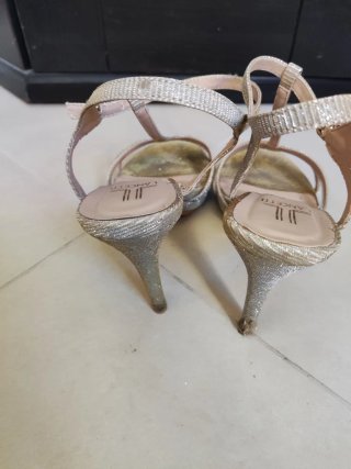 Set Scarpe e Pochette Cerimonia Argento Glitter