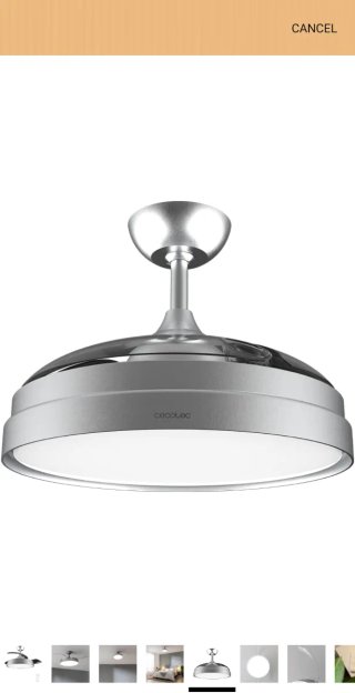 Ventilador de techo aspas retractiles y lampara