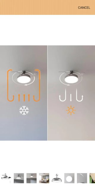 Ventilador de techo aspas retractiles y lampara