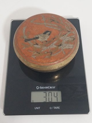 Cajita Alhajero Antiguo de Latón, tapa grabada