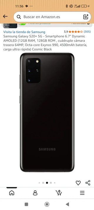 Samsung Galaxy S20+ 5G 128GB Negro
