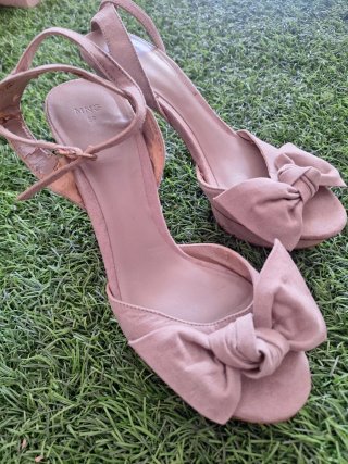 Zapatos Mango Tacon Beige Talla 39