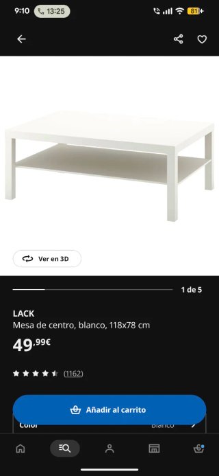 Mesa de centro Lack Ikea grande blanca