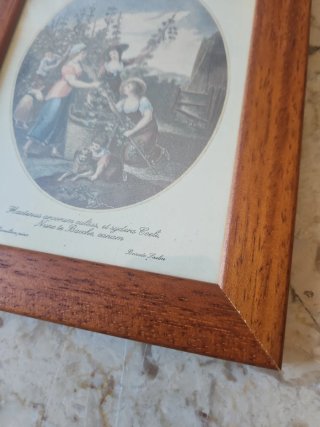 Quadretto vintage stampa e cornice legno